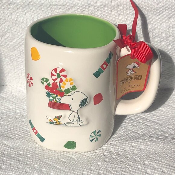 NWT Rae Dunn Peanuts Snoopy Christmas Mug "The More The Merrier" - Picture 3 of 6